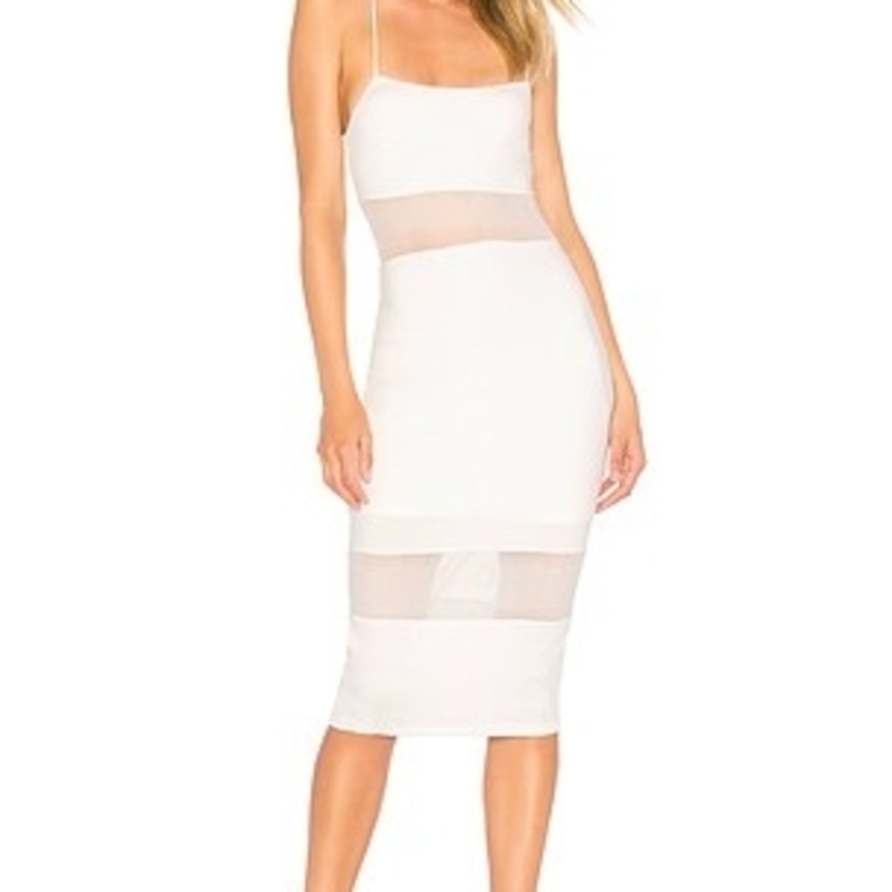 Elegant White Sheer Panel Dress